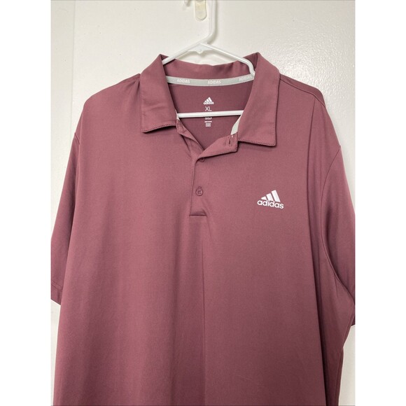 Adidas Polo Shirt Mens XL Red Wine Golf Short Sleeve Active Casual Stretch - Picture 3 of 11